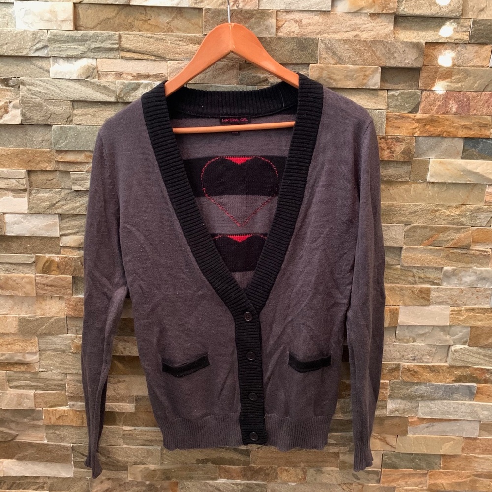 Material Girl Heart-Print Cardigan
